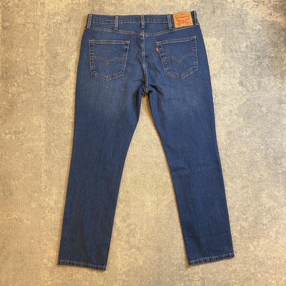 Levis 511 Jeans Mens 38x32 Blue Slim Straight Stretch Denim Medium Wash Pants - Picture 10 of 15